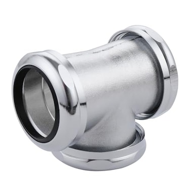 ZM Heavy Duty Brass 3Way Tee with Slip Joint Connection For Tubular Drain Application 112 Inch Length Chrome Plated