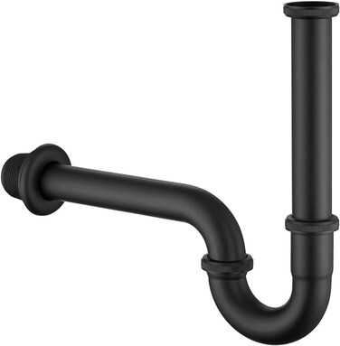 ZM Stainless Steel 114 Ptrap Pipe Adjustable Height Sink Waste Drain Kit Matte Black