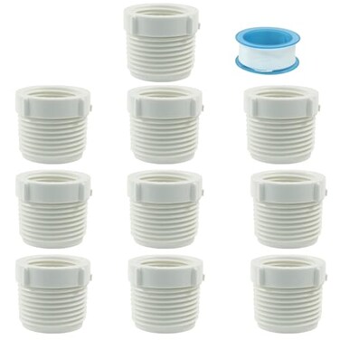 Zorveiio 10 Pack PVC Reducer Bushing 1 male thread to 34 female Thread Adapter Coupling PVC Pipe Fittings for Connecting Pipe White