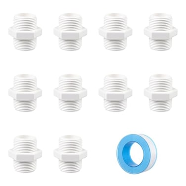 ZOWZEA 10 Pcs 12 Inch PVC Pipe Fittings Hex Nipple G12 X G12 Male Thread Coupling Adapter Connector