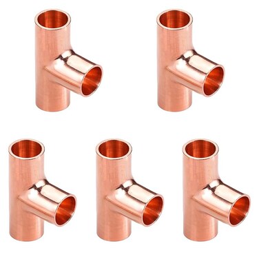 ZOWZEA 38 Copper TeeCopper ThreeWay Fitting Welding Joint Sweat Solder Connection for Residential and Commercial Plumbing HVAC Air Conditioning Systems 5 Pack