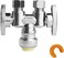 WiseWater 12 Push Fit x Dual 38 OD Compression Straight Stop Valve 14 Turn Double Handles Shut Off Valve with Disconnect Clip Chrome Plated Brass Copper PEX CPVC PERT Pipes 1 Pack