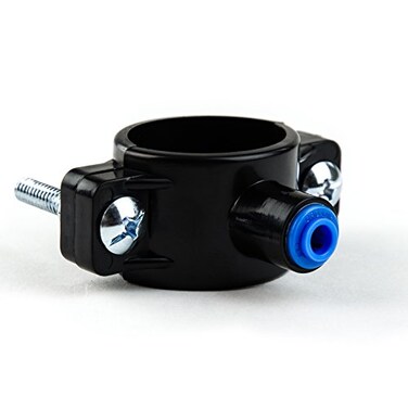 iSpring ADS1K Drain Saddle Valve Clamp with 14 Quick Connect Fitting for Under Sink Reverse Osmosis RO System Waste Water Line Black