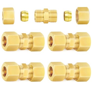 ChillWaves Brass Compression Tube Fitting 12 OD x 12 OD Compression Union Connector5PACK