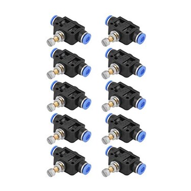 Hongzer 10 PcsSet Pneumatic Flow Speed Valve Push In Speed Controller 6mm Pneumatic Air Flow Control Valve Connector Pneumatic Quick Fittings