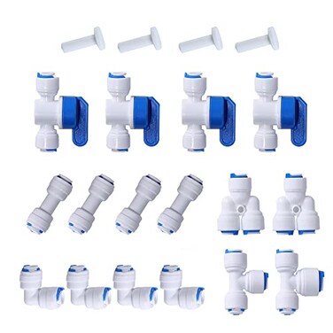 JBTOZIUY 14 OD Quick Connect Push in to Connect for Water Reverse Osmosis System Water Tube Fitting Ball Valve T I L Y end cap 20Pack