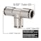 beduan Beduan Push to Connect Tube Fitting Union Tee Copper NicklePlated 532 Tube OD 3 Way Tee Shaped Union Adapter Fitting Pack of 2