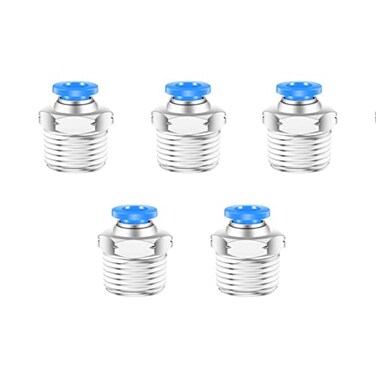 CEKER 8mm to 12 Inch NPT Male Push to Connect Fittings 5 Packs Silver Nylon Quick Connect HOSE PIPE FITTING Fitting