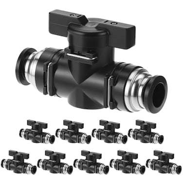 QWORK Push to Connect Fitting Ball Valve 10 Pcs 8mm Plastic Straight Union Connect Adapter 8mmx8mm Tube OD Quick and Easy Installation Pneumatic Valves