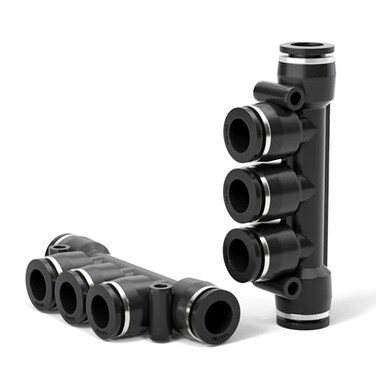 TAILONZ PNEUMATIC 14 Inch OD 5 Pcs Straight Push Connectors Plastic Quick Release Connectors Air Line Fittings PK14 5 Way