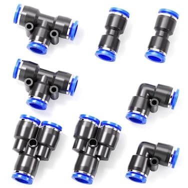 TAILONZ PNEUMATIC 6mm od Push to Connect Fittings Pneumatic Fittings Kit 2 Spliters2 Elbows2 tee2 Straight 8 pcs
