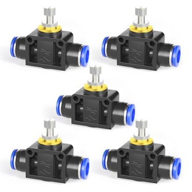 TAILONZ PNEUMATIC Air Flow Control Valve with PushtoConnect Fitting inLine Speed Controller Union Straight 4MM Tube OD x 4MM Tube OD SCF4 Pack of 5