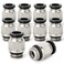TAILONZ PNEUMATIC Straight 8mm Tube OD x 14 Inch G Thread Push to Connect Fitting with Sealing Ring PCG802 Pack of 10