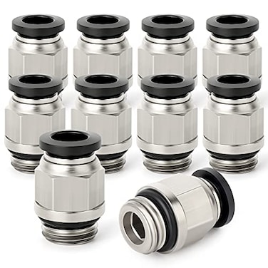 TAILONZ PNEUMATIC Straight 8mm Tube OD x 14 Inch G Thread Push to Connect Fitting with Sealing Ring PCG802 Pack of 10