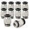 TAILONZ PNEUMATIC Straight 8mm Tube OD x 14 Inch G Thread Push to Connect Fitting with Sealing Ring PCG802 Pack of 10