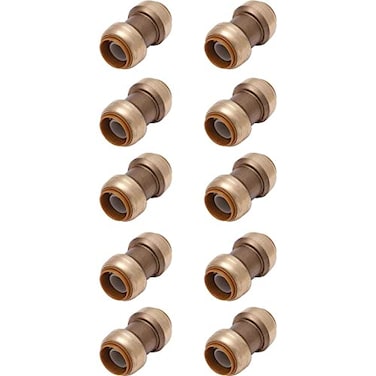 VENTRAL 12 Inch Push To Connect Straight Coupling Connector for PEX Copper CPVC Pipe Brass Plumbing Fitting with Stiffener No Lead 10 in Pack