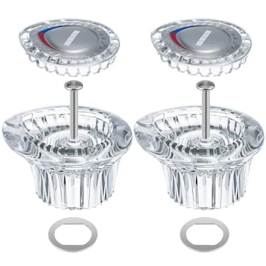 Enhon 2 Pack Shower Handle Replacement Compatible with Moen 96797 Chateau Tub and Showers Faucet Shower Knob Replacement Kit Compatible with Moen 1225 Cartridge Include Screws Chrome Knob Insert