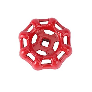 PZRT Cast Iron Outside Faucet Round Wheel Handle for 6X6mm Valve Shafts Red Hose Bib Water Spigot