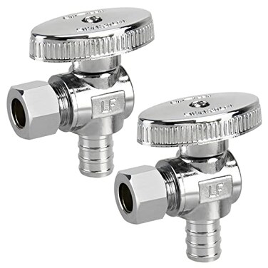 PXZBLG 2 Pack Stop Valves 14 Turn Angle Stop Valves 38 OD Compression 12 PEX Chrome Plated Brass for Faucet Toilet Valves
