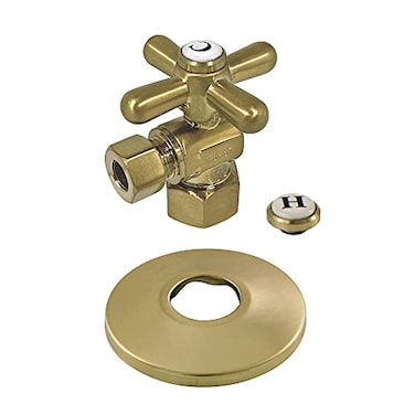 Kingston Brass CC43107XK 12 FIP x 38 OD Comp QuarterTurn Angle Stop Valve with Flange Brushed Brass