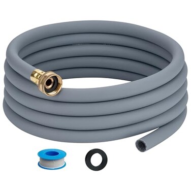ZY-hosetube 12FT Dehumidifier Drain Hose with 34 FHT Brass Rustproof Connector Versatile Drain Hose Perfectly Compatible with most Dehumidifiers and 34 external thread outlet No Leak Grey 12FT