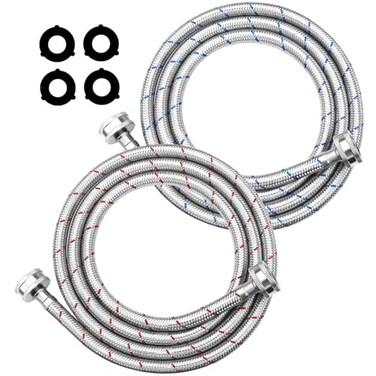 puxyblue 6Ft Stainless Steel Washing Machine Hose by Puxyblue for All Washers 2 Pack Burst Proof Red and Blue Braided Hoses for Hot and Cold Water Supply
