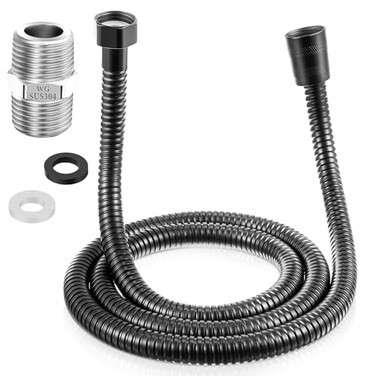 Dreyoo 1 Pack 39 Inch Matte Black Shower Hose with Shower Extension Connector Extra Long Handheld Head Hose with Brass Insert and Nut 12 to 12 Extender Stainless Steel