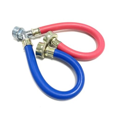 PEVEPEXE Hot Cold Washer Hose Rubber Y Mixer Plumbing Connector Burst Proof Water Line Hoses For All Washing Machine and Dryer 34 Fittings 1 FT Length