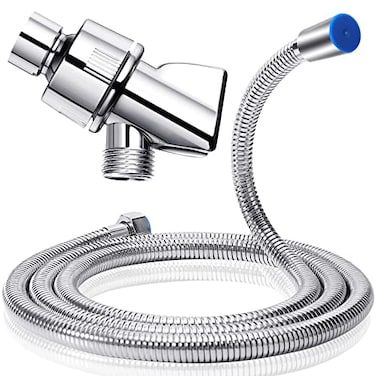 RAIHOMKIT Shower Hose with Arm Bracket 69 inch Stainless Steel Showers Hose Replacement Adjustable Handheld Showers Arm Holder Flexible Shower Head Hoses and Holder with Brass Ball Chrome
