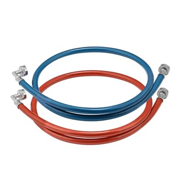 Solimeta 2 Pack 3Layer PVC Coated Stainless Steel Washing Machine Hoses 5 Ft Burst Proof Red and Blue Washer Machine Hot and Cold Water Connection Inlet Supply Lines