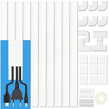 Bestong 157 Paintable Cable Raceway Kit for TV Wall Mount Wire Concealer