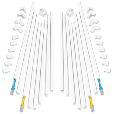 Yecaye 250in Cord Hider OneLine Cable Hider Small Cord Covers for Wires on Wall System Cable Raceway Kit for Max 2 Cords Wire Hiders for Tv on Wall Wire Hider 16XL157in W059in H04in White