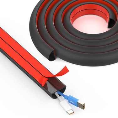 UOMTFAI Wall Cord Hider 78 Inch SelfAdhesive Wire Cover Raceway for Walls Flexible PVC Cable Concealer for Home and Office W059 H039in Black
