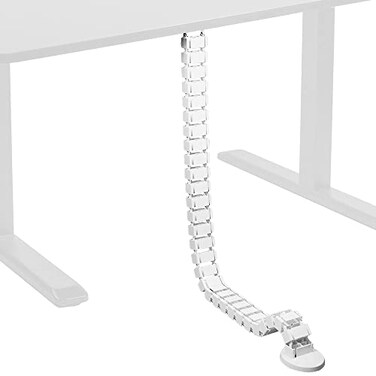 VIVO Under Desk Vertebrae Cable Management Kit Adjustable Quad Entry Flexible Cord Organizer for Home Office White DESKAC01CW