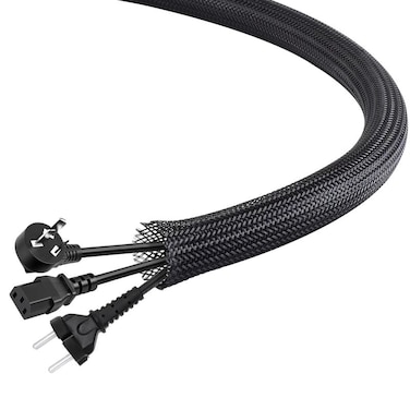Aibole 25Ft12inch PET Expandable Braided Wire SleevingWire Loom Cable Sleeve for TVComputerHome TheaterAutomotiveHome IndustrialElectrical WiresChemicalProtect Cat from Chewing CordsBlack