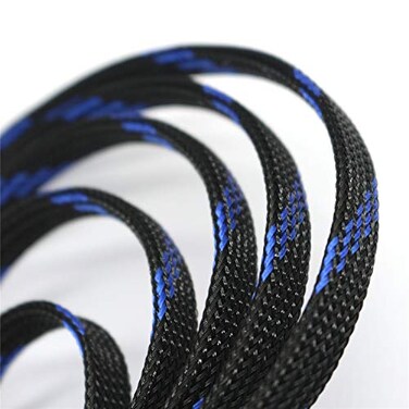 CBAZY 30ft PET Expandable Sleeving Wire Cable Sleeve 23 Steel BlueBlack