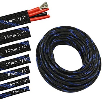 CBAZY 30ft PET Expandable Sleeving Wire Cable Sleeve 25 Steel BlueBlack 30ft