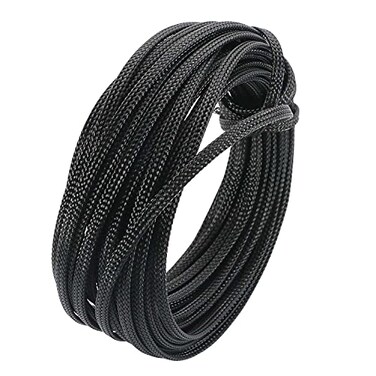Heyiarbeit 10m328ft PET Expandable Braid Cable Sleeving Flexible Wire Mesh Sleeve Black 4mm