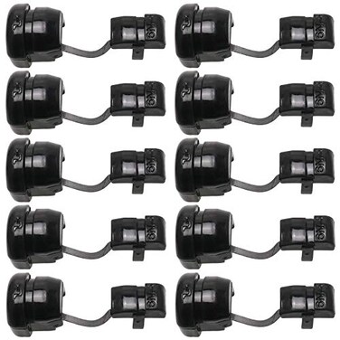 HJ Garden 10pcs Wire Cover Round Cable Wire Strain Relief Bush Grommet Round Strain Relief Bushing Electric Cable Protection Cord Buckle Black