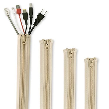 StangH Cable Management Sleeve Organizer 19 Inch Home and Office Zipup Cable Sleeve Wire Organizer Flexible Cord Concealer Wrap Electrical Cord Covers for TVComputerDesk 4 Pieces Beige