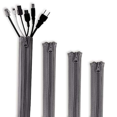 StangH Cable Management Sleeve Organizer 19 Inch Home and Office Zipup Cable Sleeve Wire Organizer Flexible Cord Concealer Wrap Electrical Cord Covers for TVComputerDesk 4 Pieces Grey