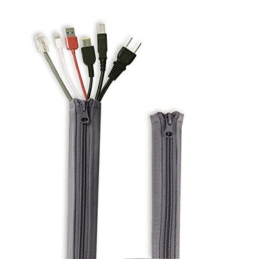 StangH Flexible Cable Management Sleeve with Zipper Extendable Cord Organizer System Wrap Wire Cable Cover Sleeve Holder Keep Home Office Clean Safe Protector for TV Grey 39 Inches 2 Pcs
