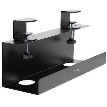 VIVO No Drill Clampon 17 inch Power Strip Cable Management Tray Under Standing Desk Steel Cord Organizer Black DESKCM6LB