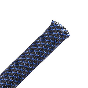 Alex Tech 100ft 1 inch PET Expandable Braided Sleeving BlackBlue Braided Cable Sleeve