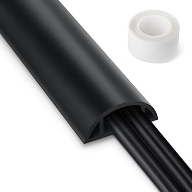 LZEOY 3FT PVC Cord Hider Black Floor Cord Protector with 07 x 04 Inch Extension Soft Wire Covers