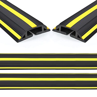 Eapele 10 ft Floor Cable Cover Protector Heavy Duty PVC Duct Easy to Unroll Prevent Trip Hazard for Outdoor Settings 2pcs
