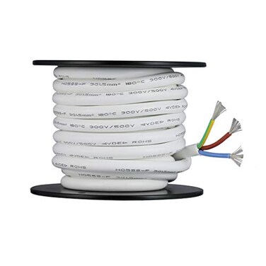 BNTECHGO Ultra Flexible 15mm 3 Conductors Silicone Tinned Copper Wire Spool White 25ft