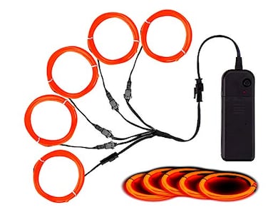 MaxLax EL Wire Orange Noise Reduction Neon Wire Light 5 in 1 Meter Electroluminescent Wire for Halloween Decoration Christmas Party DIY Decoration
