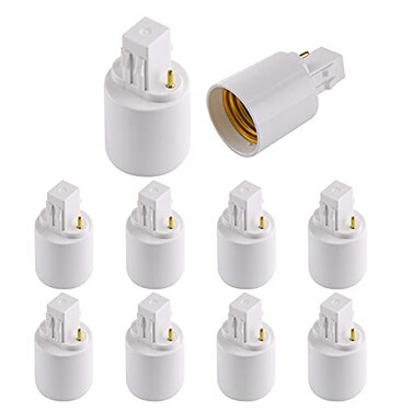PHITUODA 10pcs Gx23 to E26E27 Socket Adapter Gx23 to E27 Lamp Base Holder 2 Pin Bulb Base Converter LED Accessories