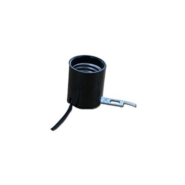 Leviton 205213 Medium Base OnePiece Keyless Incandescent Phenolic Lampholder Bracket Mount Single Circuit Back Wired Black